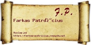 Farkas Patrícius névjegykártya